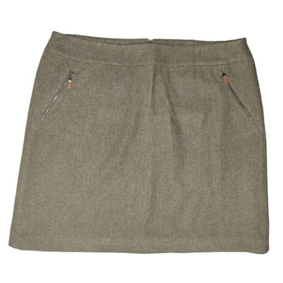 Talbots Dresses & Skirts - Talbots Woman Wool Blend Skirt Zip Pockets ALine Mini Size 18W Khaki Brown
